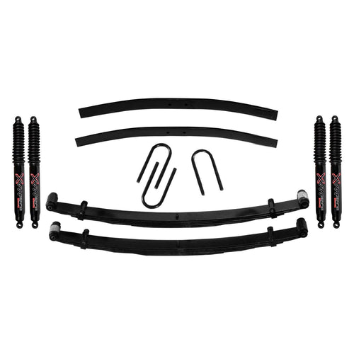 Skyjacker Suspension Lift Kit D100CDK-B w/Shock Black MAX Shocks 1 in. Lift Incl. Front Leaf Springs Front U Bolt Kit Front Bushing Kit Rear Add-A-Leafs