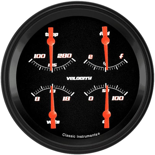 Velocity Black Classic Instruments VS75BBLC 4 5/8" Quad Gauge Fuel Sending Unit 240-33 Ohm