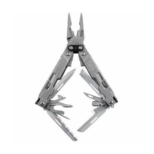SOG Deluxe PowerAccess All-Around Heavy Duty Stainless Steel Multi-Tool w/Nylon Sheath, Two Knife Blades, Can & Bottle Opener, Stone Wash