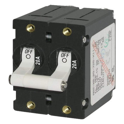 A-Series Blue Sea Systems 7260 White Toggle Circuit Breaker - Double Pole 20A