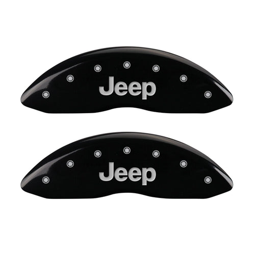 Caliper Covers MGP 42004SJEPBK 'JEEP' Engraved with Black Powder Coat Finish and Silver Characters, (Set of 4)