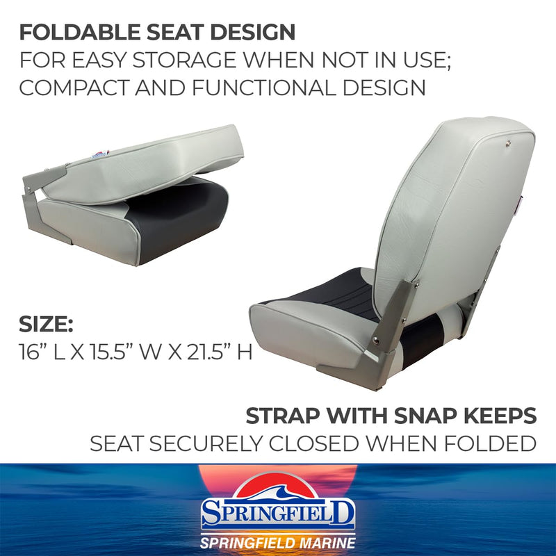 Gray/Charcoal Springfield Marine 1040663 Economy Folding High Back Chair