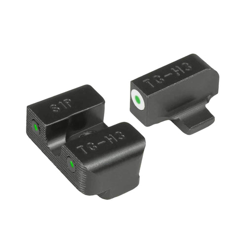 Tritium Pro TRUGLO Night Sights, Compatible with Sig Sauer #6 Front / #8 Rear | Compact Durable Glow-in-The-Dark Front & Rear Gun Sights with White Focus Lock Front Ring