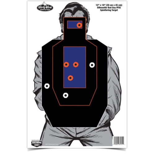 Birchwood Casey 12"x18" Non-Adhesive Dirty Bird Splattering Targets Practice Shooting for Indoor and Outdoor Use, Intruder IPSC - 8 Targets, Paper, Multi