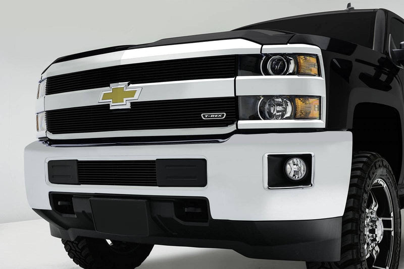 Grilles T-Rex 2015-2019 Silverado 2500, 2015-2017 3500 Billet Grille, Black, 2 Pc, Overlay - PN #21122B