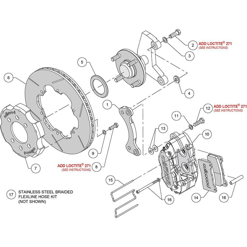 11.00" GT Rotor, FDL/ST Front Hat Kit, Road Race