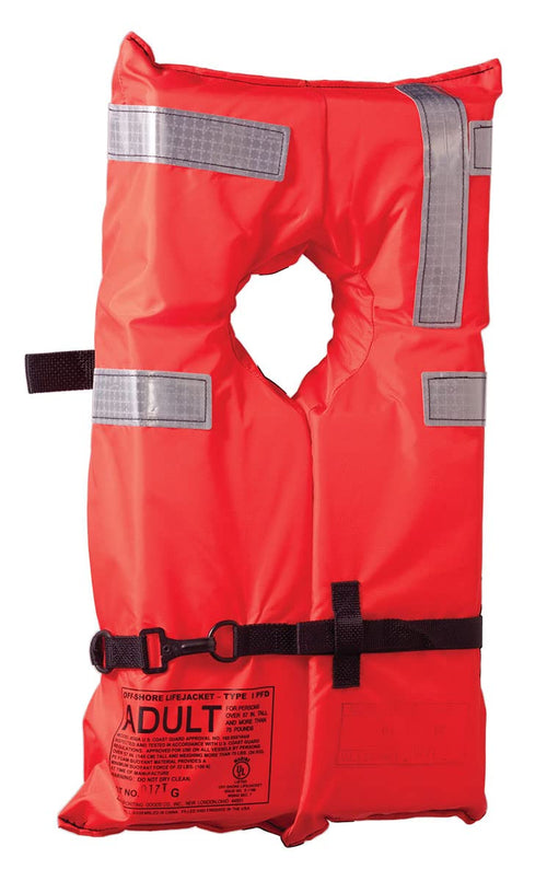 Kent Type I Collar Style Commercial Life Jacket, Adult Over 90 Pounds, Orange