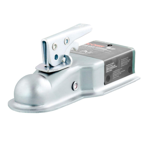 CURT Straight Tongue Trailer Coupler for 1-7/8-In Hitch Ball, 3-Inch Channel, 2,000 lbs, CLEAR ZINC