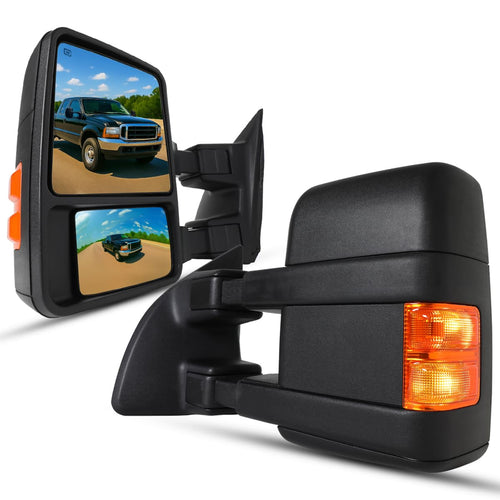 Spec-D Tuning Power Black + Heated Towing Mirrors w/Signal Compatible with 1999-2016 Ford F250 F350 F450 Super Duty Left + Right Pair