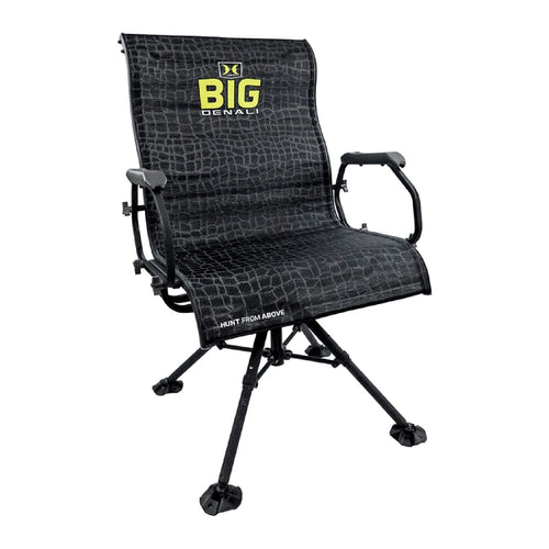 HAWK Big Luxury Denali Blind Chair Extra Large Comfortable Silent Swiveling Portable Chair with 4 Adjustable Legs for Camping, Hunting, Fishing, Backpacking Holds Up To 350 LBS