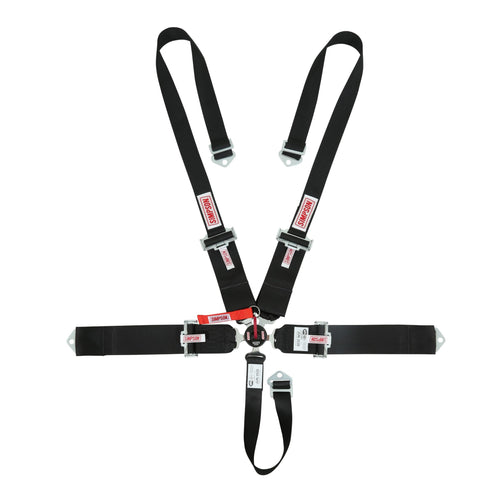SIMPSON SAFETY Harness 29110BKH - 5 Point - Camlock - SFI 16.1-55 in Length - Pull Down Adjust - Bolt-On/Wrap Around - Individual Harness - Black - Kit