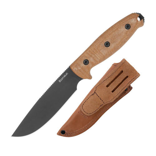 Cold Steel 5" Republic Bushcraft S35VN Drop Point Razor-Sharp Blade 5" Micarta Handle Tactical Outdoor Fixed Blade Knife w/Leather Sheath