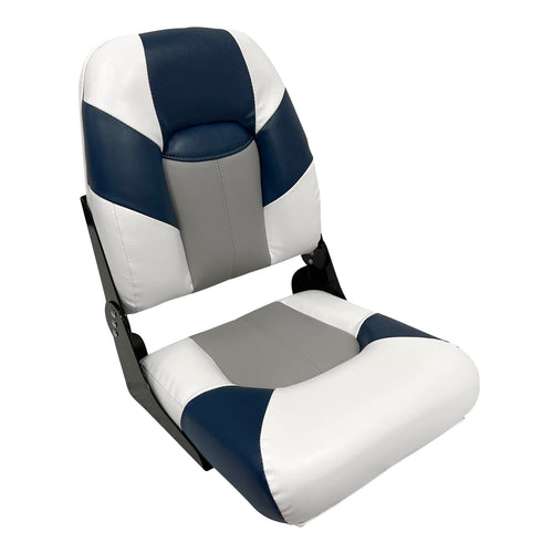 Baja Series Wise High Back Boat Seat 1461-1773, Brite White/Grey/Midnight