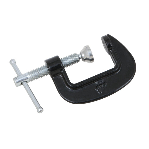 Heavy Duty Performance Tool W3250 1-Inch Cast Iron C-Clamp with Chrome Plated Steel Screw and 1-Inch Throat Depth - Industrial Grade Clamping