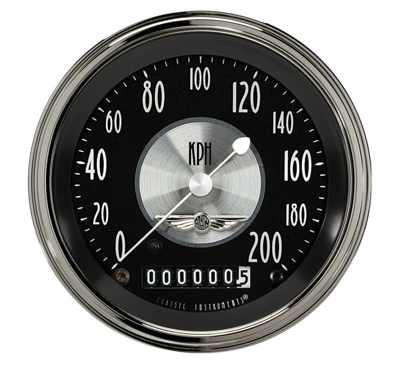 AT59SLC Classic Instruments All American Tradition 3 3/8" Speedometer 200 Kph