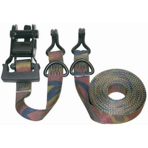 1.25” x 16' Camo Ratchet Tie-Down Keeper with J Hooks, 2 Pack - 1,000 lbs. Working Load Limit and 3,000 lbs. Break Strength