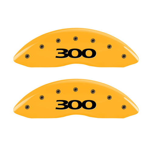 Caliper Covers MGP 32020S300YL Yellow (Set of 4, Engraved Front and Rear: 300, Yellow powder coat finish, black characters)