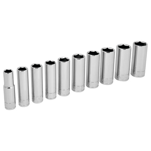 10-Piece Metric Deep Socket Set Performance Tool W38402 3/8-Inch Drive