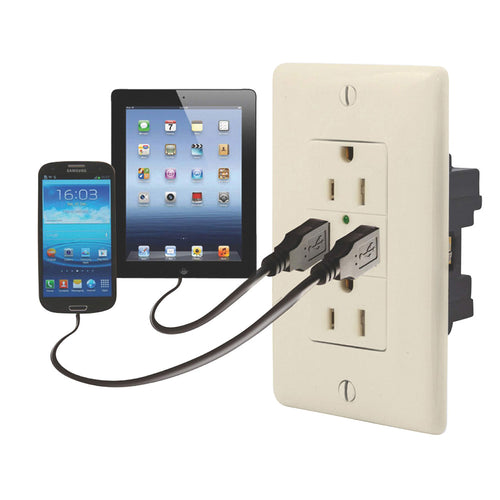 Dual USB Charger Diamond Group 61071USB with Almond Duplex Receptacle