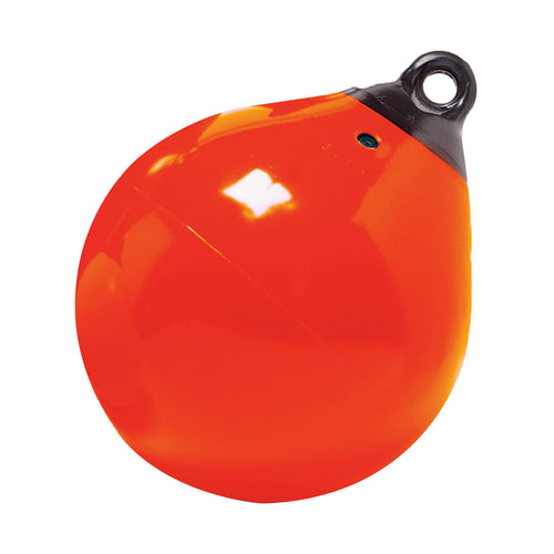 Taylor Made Tuff End Buoy, (27") Orange – Flexible, Strong, Marine-Grade Vinyl Buoy for 25-40 Foot Boats – Trivalve™ Easy-to-use Inflates with Standard Ball Pump – 2020108092