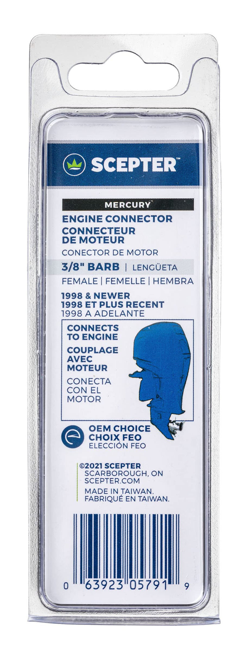 Fuel Line Engine Connector Scepter 05791 - 3/8" Female, Black