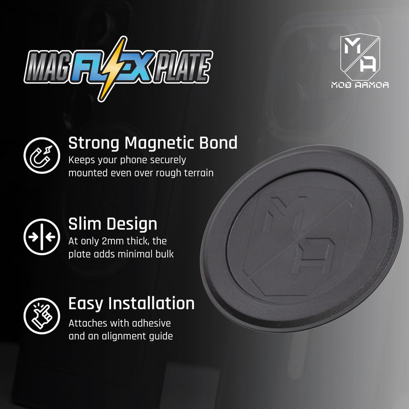 Mob Armor Flex Plate Magnet - Magnetic Phone Mount for iPhone, Android, Wireless Charging Compatible- 2mm Thick Rubber Magnetic Plate -