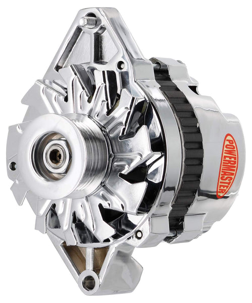 Alt GM CS130 Powermaster Chrome 140A 6 grv Pulley Str MTG 7.24" 1-Wire or OE Hookup