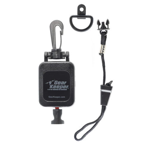 Gear Keeper Microphone Keeper CB Radio - Retractable Mic Holder With Heavy Duty Snap Clip Mount for Truck Radio - CB Radio Accessories With Lanyard & Mounting Hardware - Made in USA (Black)
