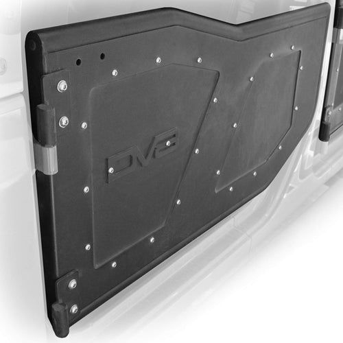 Front Rock Doors DV8 Offroad for The 2007-2017 Jeep Wrangler JK | Latches | Paintable | Black Finish | Simple and Easy Install | Limit Straps | Front Set