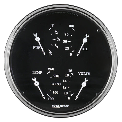 Gauge AUTO METER 1719 Quad (Old TYME Black 5", 0Ωe-90Ωf, Elec, Old TYME Black)