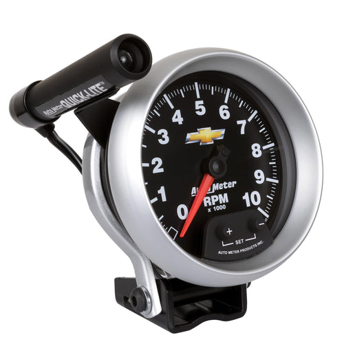 Tachometer AutoMeter 880662, 3 3/4", 10K RPM, Pedestal W/Ext. Quick-Lite, Chevy Gold Bowtie