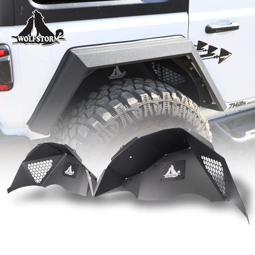 Inner Liners Rear Fender Flares for 2018-2026 Jeep Wrangler JL/JLU,WOLFSTORM 2 PCS Steel Compatible for 2018-2026 Jeep Wrangler JL & JLU,Black