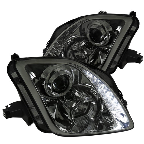 Projector Headlights 1997-2001 Honda Prelude w/ SMD LED Light Strip (Chrome Housing/Smoke Lens)