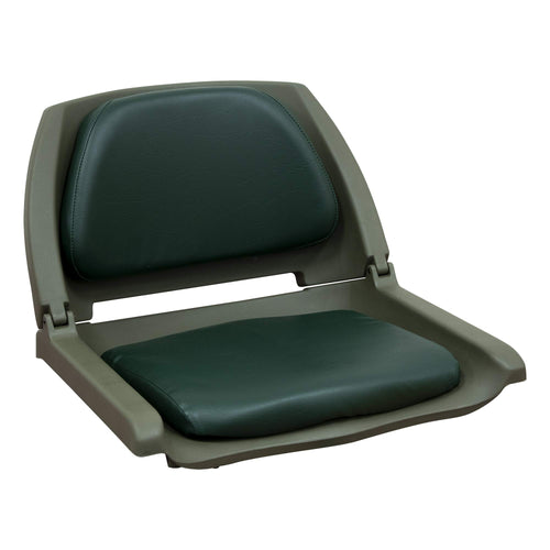 8WD139 Series Wise Molded Fishing Boat Seat with Marine Grade Cushion Pads, Green Shell, Green Cushion