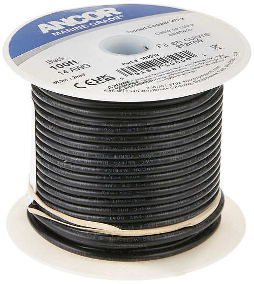 184003 Ancor Tinned Copper Wire, 14 AWG (2mm2), Black - 18ft