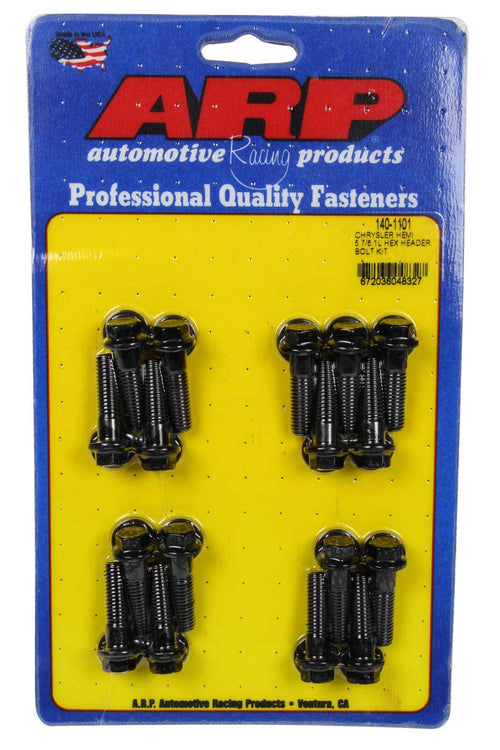 Header Bolt ARP, 8 mm x 1.25 Thread, 1.181 in Long, Hex Head, Washers Included, Chromoly, Black Oxide, compatible with Mopar Gen III Hemi, Set of 16