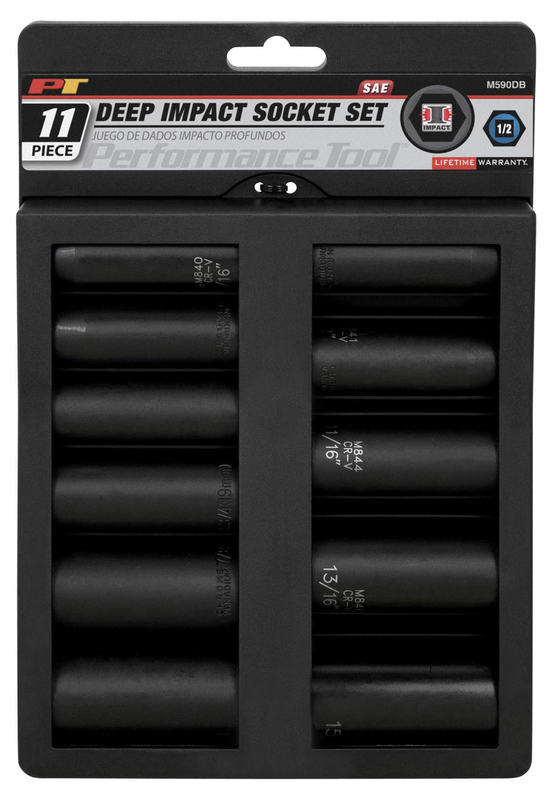 M590DB Performance Tool 11pc 1/2-Inch Drive SAE Deep Wall Impact Socket