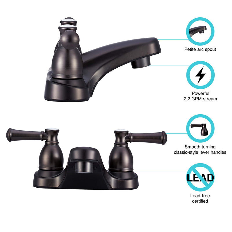 Dura Faucet RV Bathroom Faucet DF-PL700L-VB with Classical Hot and Cold Handles (Venetian Bronze)