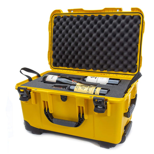 Protective Travel Case Nanuk 938 for 6 Bottles of Wine w/Wheels and Extendable Handle, TSA Approved - Yellow,938-6BTLS4