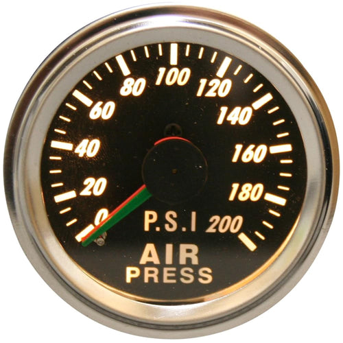 0-200psi Bulldog Winch 42075B- Air Pressure Gauge 2.0 Inch Dual Needle Mechanical, Lighted