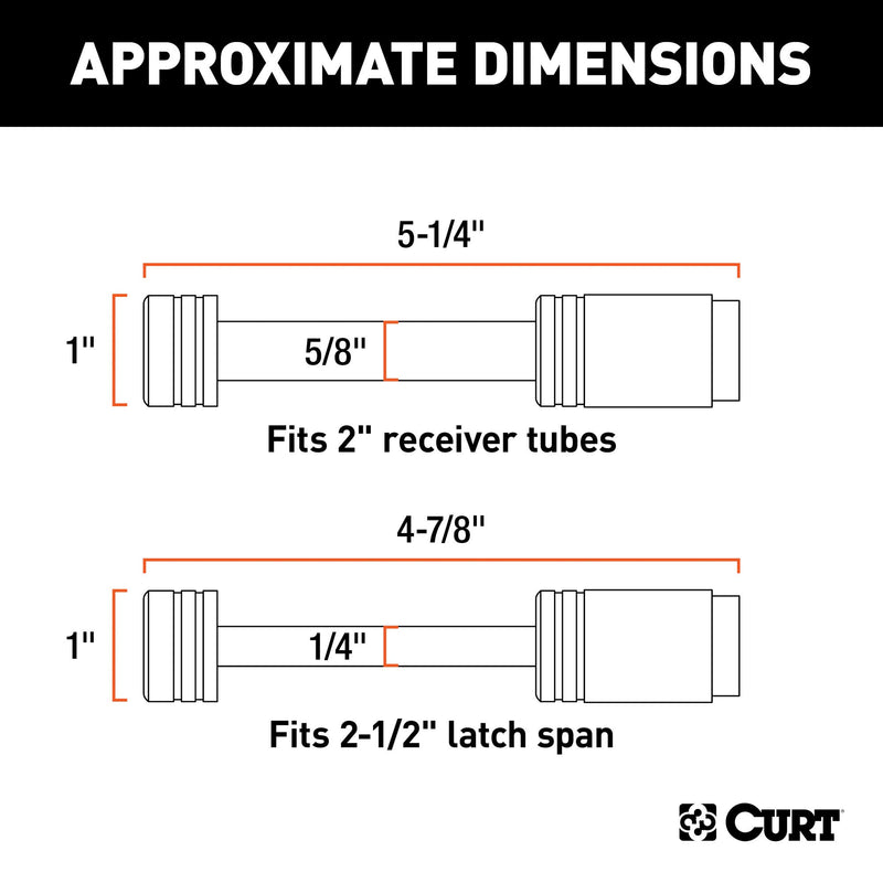 CURT Trailer Lock Set for 2-Inch Receiver, 2-1/2-Inch Coupler Latch Span, Chrome & Black 23527