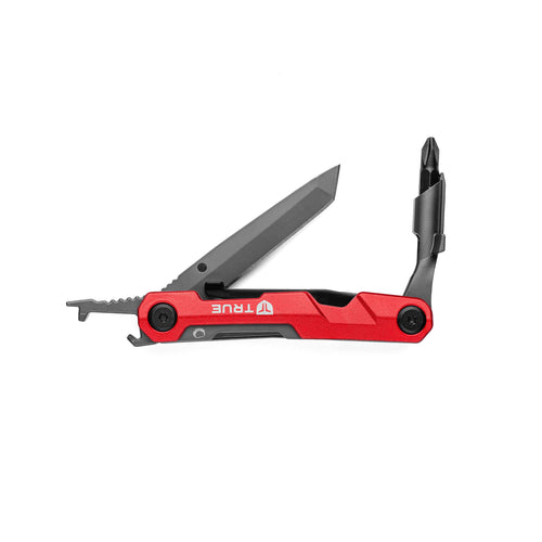 Titanium Block Multitool TRUE | 5-in-1 Compact Multitool with a Locking Driver, Folding Tanto Blade, Bottle Opener, Flat Edge Scraper and Pocket Clip