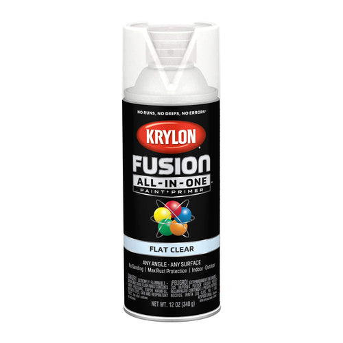 Krylon All-In-One Fusion Adhesive Spray Paint for Indoor/Outdoor Use, 12 oz, Clear