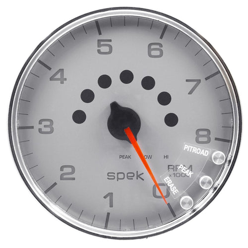 Auto Meter Gauge P23821, Tachometer, 5", 8K RPM, W/Shift Light & Peak Mem, Silver/Chrome, Spek-Pro