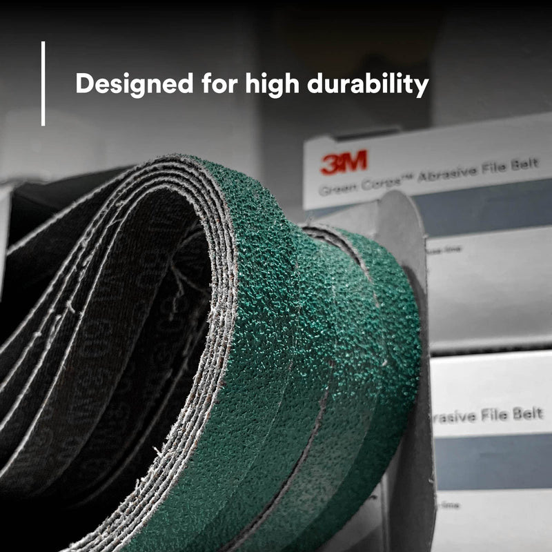 3M™ Abrasive File Belt Green Corps™ 36517, 60 Grit, 1/2 in x 18 in (12.7 mm x 457.2 mm), 20 Belts/Carton, 5 Cartons/Case