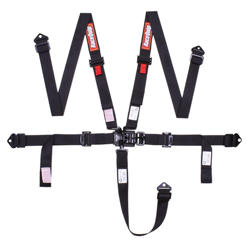SFI 16.1 Racequip 811001RQP 2 in 5-Point Latch & Link Seat Belt Harness Black