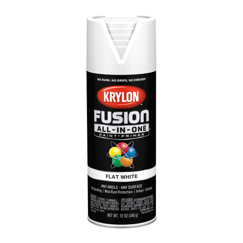 Fusion Krylon All-In-One Adhesive Spray Paint for Indoor/Outdoor Use, 12 oz, White