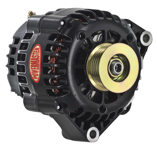 Alt GM CS130D Powermaster Black 165A 6 grv Pulley Side BAT Post 1-Wire No Rear MTG Ear