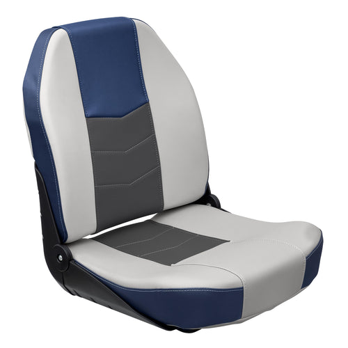 Wise Quantum Series 3340-1789 Fold Down Fishing Boat Seat, Mariner Blue/Charcoal/Marble Grey