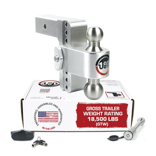 Weigh Safe Adjustable Hitch Trailer Ball Mount, 6" Adjustable Drop Hitch for 2.5" Receiver w/ 2 pc Keyed Alike Lock Set, Heavy Duty Aluminum Trailer Tow Hitch w/ Stainless Steel Tow Balls, 18,500 GTW